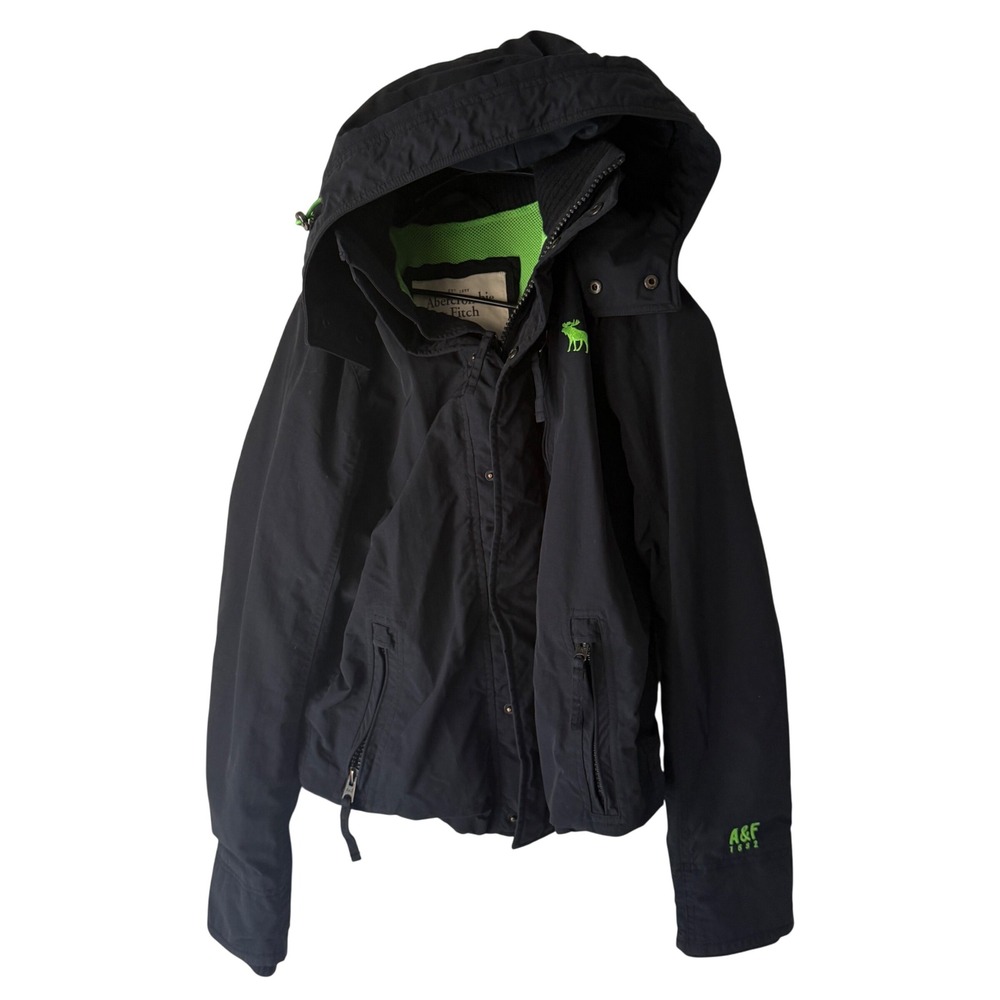 Abercrombie &‎ Fitch Kids Boys Rain Winter Jacket Hooded Zip Lightweight Blue M